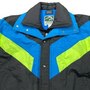 Green Mountain Ski Jacket Mens M Black Color Block Thermoloft C Gorpcore VTG 80s